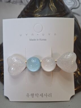 Sparkling Heart & Pastel Bead Hair Clip